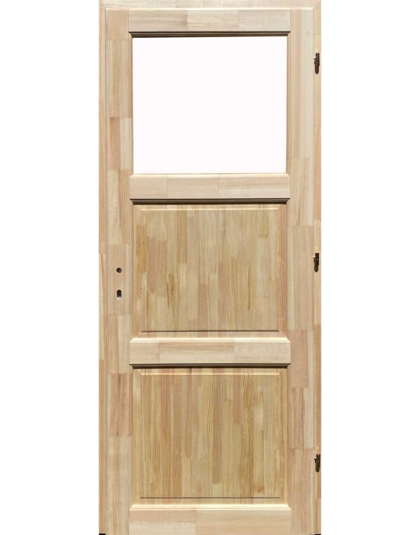 E3-12 felül üveghelyes fa beltéri ajtó 12 cm-es pallótokkal 100x210 cm