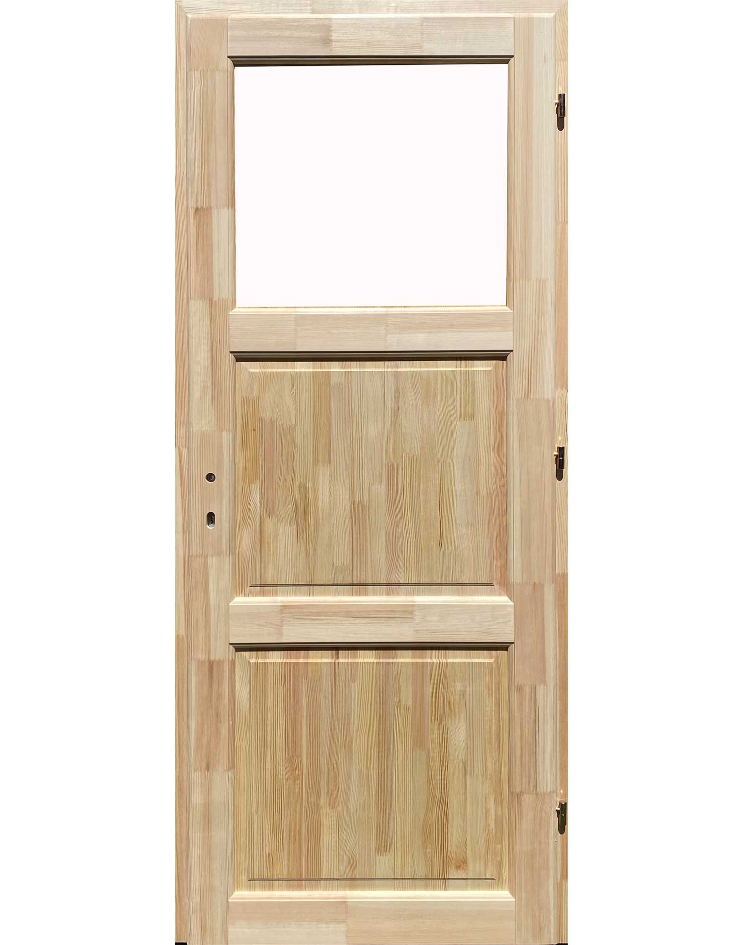 E3-12 felül üveghelyes fa beltéri ajtó 12 cm-es pallótokkal 100x210 cm