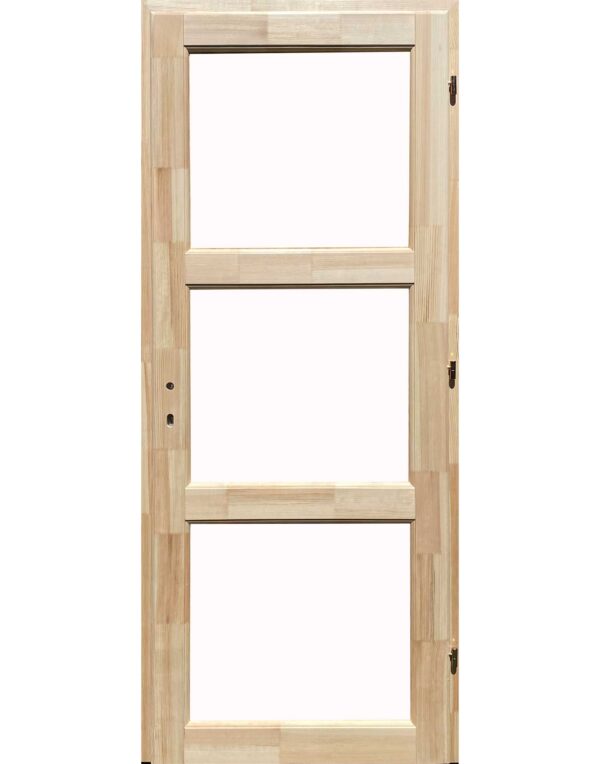 E3-6 üveghelyes fa beltéri ajtó 12 cm-es pallótokkal 100x210 cm