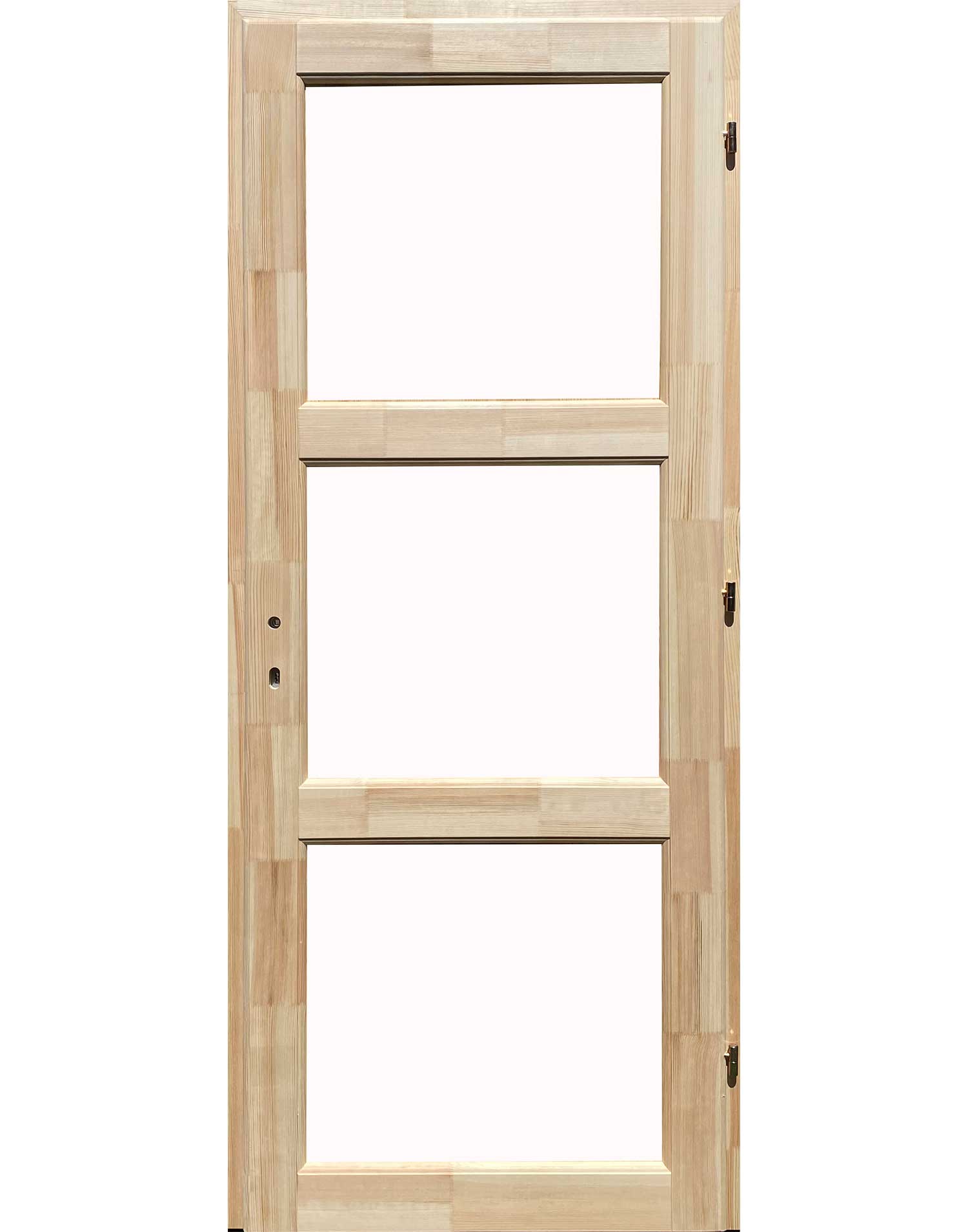 E3-6 üveghelyes fa beltéri ajtó 12 cm-es pallótokkal 100x210 cm